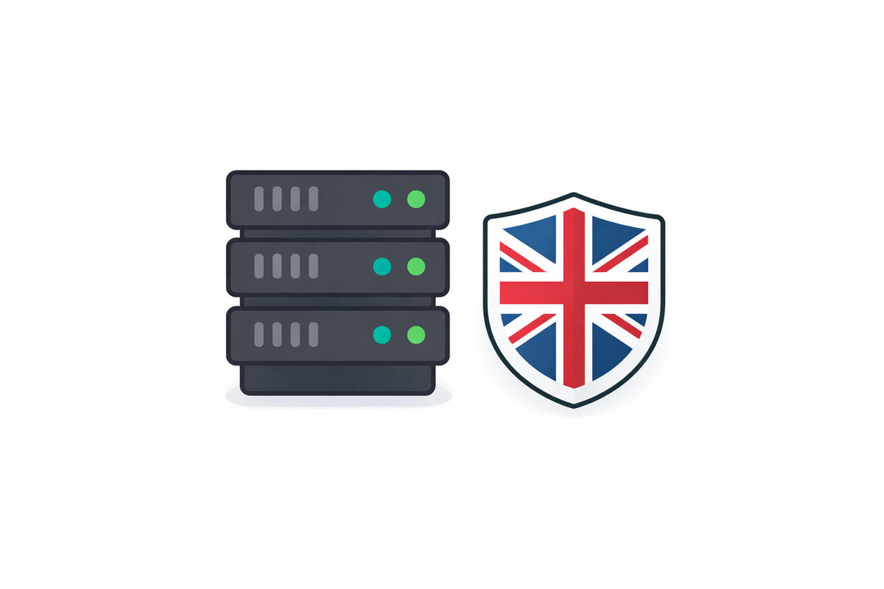secure-uk-cloud-hosting-draftsmart DraftSmart cloud server infrastructure with a UK flag shield, highlighting secure, GDPR-compliant data hosting for legal and corporate documents.